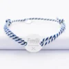 Clearance HappyBulle Bracelet homme Famille des mariés personnalisé cordon marin tressé médaille gravée argent 2 trous 20 mm
