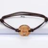 Online HappyBulle Bracelet homme médaille gravée bois ronde 21 mm - Edition spéciale "Meilleur papa"