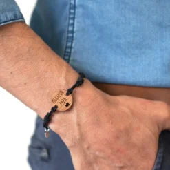 Online HappyBulle Bracelet homme médaille gravée bois ronde 21 mm - Edition spéciale 
