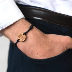 Clearance HappyBulle Bracelet homme médaille gravée bois ronde 21 mm - Edition spéciale 