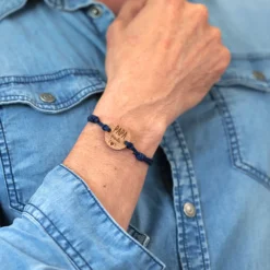 New HappyBulle Bracelet homme médaille gravée bois ronde 21 mm - Edition spéciale 