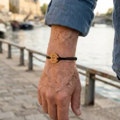 Clearance HappyBulle Bracelet homme médaille gravée bois ronde 21 mm - Edition spéciale 