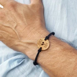 Clearance HappyBulle Bracelet homme médaille gravée bois ronde 21 mm - Edition spéciale 