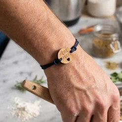 Best HappyBulle Bracelet homme médaille gravée bois ronde 21 mm - Edition spéciale "Père fect"