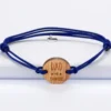 New HappyBulle Bracelet homme médaille gravée bois ronde 21 mm - Edition spéciale "Dad of three"