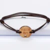 New HappyBulle Bracelet homme médaille gravée bois ronde 21 mm - Edition spéciale "Meilleur papy"