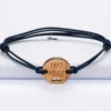 HappyBulle Bracelet homme médaille gravée bois ronde 21 mm - Edition spéciale "Papy poule ajouré"