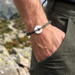 Online HappyBulle Bracelet homme personnalisé cordage marin simple médaille gravée argent cible 20 mm Argent rhodié 925