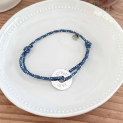 Online HappyBulle Bracelet homme personnalisé cordage marin simple médaille gravée argent cible 20 mm Argent rhodié 925
