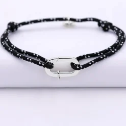 HappyBulle Bracelet homme personnalisé cordage marin collection Chapitre mousqueton 11x19 mm argent - à composer