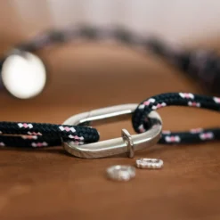 HappyBulle Bracelet homme personnalisé cordage marin collection Chapitre mousqueton 11x19 mm argent - à composer