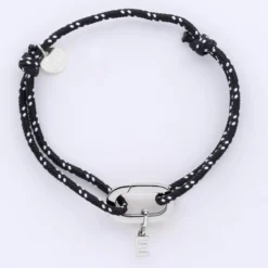 HappyBulle Bracelet homme personnalisé cordage marin collection Chapitre mousqueton 11x19 mm argent - à composer