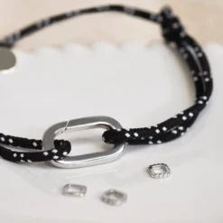 HappyBulle Bracelet homme personnalisé cordage marin collection Chapitre mousqueton 11x19 mm argent - à composer