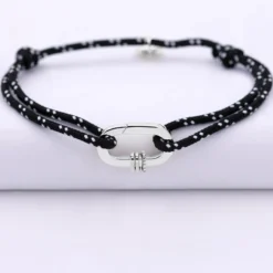 HappyBulle Bracelet homme personnalisé cordage marin collection Chapitre mousqueton 11x19 mm argent - à composer