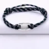 Clearance HappyBulle Bracelet homme personnalisé cordage marin double collection Chapitre mousqueton 11x19 mm argent - à composer