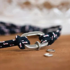 Clearance HappyBulle Bracelet homme personnalisé cordage marin double collection Chapitre mousqueton 11x19 mm argent - à composer