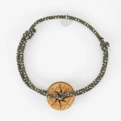 Discount HappyBulle Bracelet homme personnalisé cordage marin simple médaille gravée cible ronde 21 mm - Edition spéciale Rose des vents Bois