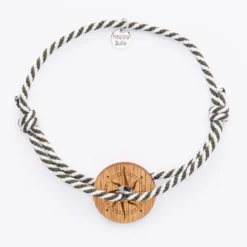 Online HappyBulle Bracelet homme personnalisé cordon marin tressé médaille gravée cible ronde 21 mm - Edition spéciale Rose des vents Bois