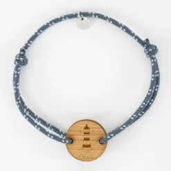 Clearance HappyBulle Bracelet homme personnalisé cordage marin simple médaille gravée ronde 2 trous 21 mm - Edition spéciale Marin Bois