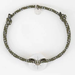Sale HappyBulle Bracelet homme personnalisé cordage marin simple médaille gravée argent cible 20 mm - Edition spéciale Rose des vents Argent rhodié 925