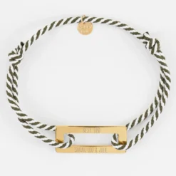 Hot HappyBulle Bracelet homme personnalisé cordon tressé médaille gravée acier doré rectangle évidé 32x14 mm Acier inoxydable doré