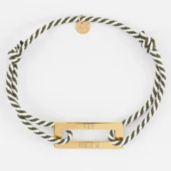 Hot HappyBulle Bracelet homme personnalisé cordon tressé médaille gravée acier doré rectangle évidé 32x14 mm Acier inoxydable doré