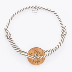 Online HappyBulle Bracelet homme personnalisé cordon marin tressé médaille gravée cible ronde 21 mm Bois