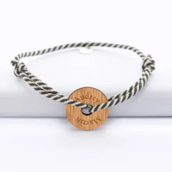 Online HappyBulle Bracelet homme personnalisé cordon marin tressé médaille gravée cible ronde 21 mm Bois