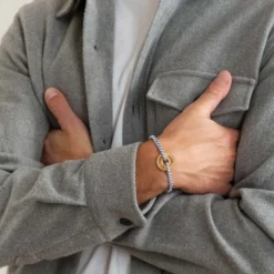 Online HappyBulle Bracelet homme personnalisé cordon marin tressé médaille gravée cible ronde 21 mm Bois
