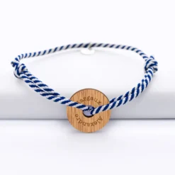 Online HappyBulle Bracelet homme personnalisé cordon marin tressé médaille gravée cible ronde 21 mm Bois