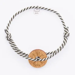 Online HappyBulle Bracelet homme personnalisé cordon marin tressé médaille gravée cible ronde 21 mm Bois