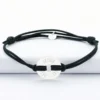 Sale HappyBulle Bracelet homme personnalisé cordon cuir double médaille gravée cible argent 20 mm