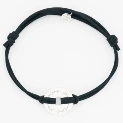 Sale HappyBulle Bracelet homme personnalisé cordon cuir double médaille gravée cible argent 20 mm