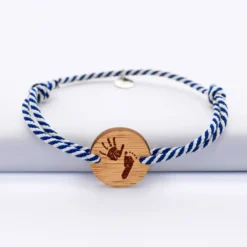Best HappyBulle Bracelet homme personnalisé cordon marin tressé médaille gravée ronde 2 trous 21 mm Bois