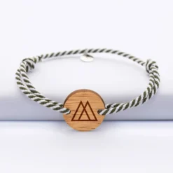 Best HappyBulle Bracelet homme personnalisé cordon marin tressé médaille gravée ronde 2 trous 21 mm Bois