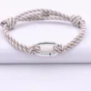 Outlet HappyBulle Bracelet homme personnalisé cordon marin double tressé collection Chapitre mousqueton 11x19 mm argent - à composer