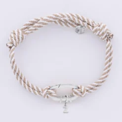 Outlet HappyBulle Bracelet homme personnalisé cordon marin double tressé collection Chapitre mousqueton 11x19 mm argent - à composer