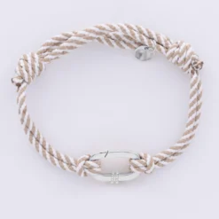 Outlet HappyBulle Bracelet homme personnalisé cordon marin double tressé collection Chapitre mousqueton 11x19 mm argent - à composer