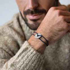 Best HappyBulle Bracelet homme personnalisé cordon simple médaille gravée argent cible 20 mm Argent rhodié 925