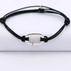 New HappyBulle Bracelet homme personnalisé cordon double collection Chapitre mousqueton 11x19 mm argent - à composer