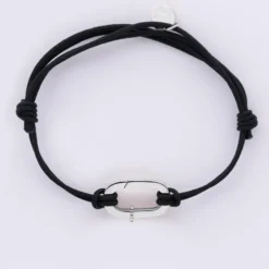 New HappyBulle Bracelet homme personnalisé cordon double collection Chapitre mousqueton 11x19 mm argent - à composer