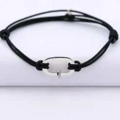 New HappyBulle Bracelet homme personnalisé cordon double collection Chapitre mousqueton 11x19 mm argent - à composer