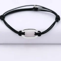 New HappyBulle Bracelet homme personnalisé cordon double collection Chapitre mousqueton 11x19 mm argent - à composer