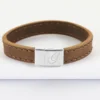 Online HappyBulle Bracelet homme personnalisé cuir fermoir gravé acier 15x15 mm