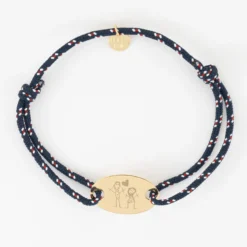 Best HappyBulle Bracelet homme personnalisé cordage marin simple médaille gravée plaqué or ovale 25x16 mm Plaqué or 18k