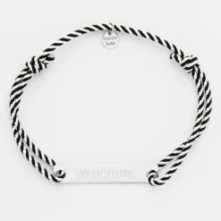 Hot HappyBulle Bracelet homme personnalisé cordon marin tressé médaille gravée argent plaque 42x8 mm