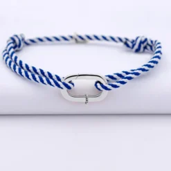 New HappyBulle Bracelet homme personnalisé cordon marin tressé collection Chapitre mousqueton 11x19 mm argent - à composer