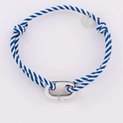 New HappyBulle Bracelet homme personnalisé cordon marin tressé collection Chapitre mousqueton 11x19 mm argent - à composer