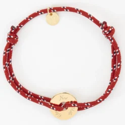 Best HappyBulle Bracelet homme personnalisé cordage marin simple médaille gravée plaqué or cible 16 mm Plaqué or 18k