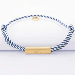 Best HappyBulle Bracelet homme personnalisé cordon tressé double médaille gravée acier doré cube rectangulaire 25x5x5 mm Acier inoxydable doré